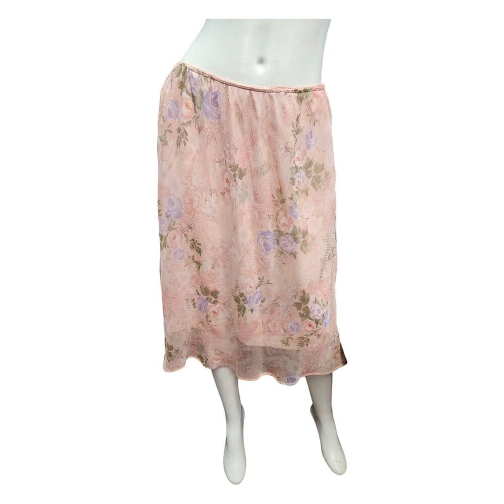 Connected Woman Pink Skirt Size 1X Floral Long Plus Size Vintage 90's